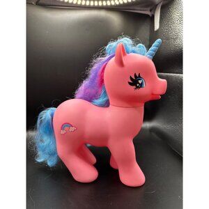 Vtg Gi Go Pony Wonderland Large Unicorn Pink blue horn Rainbow Cutie Mark READ